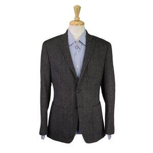 Banana Republic Men's Gray Black Tweed Patch Pocket Wool Blazer Heritage 38R